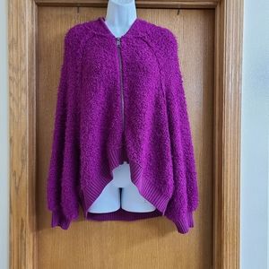 Free People Magenta Fleece Hooded Jacket M